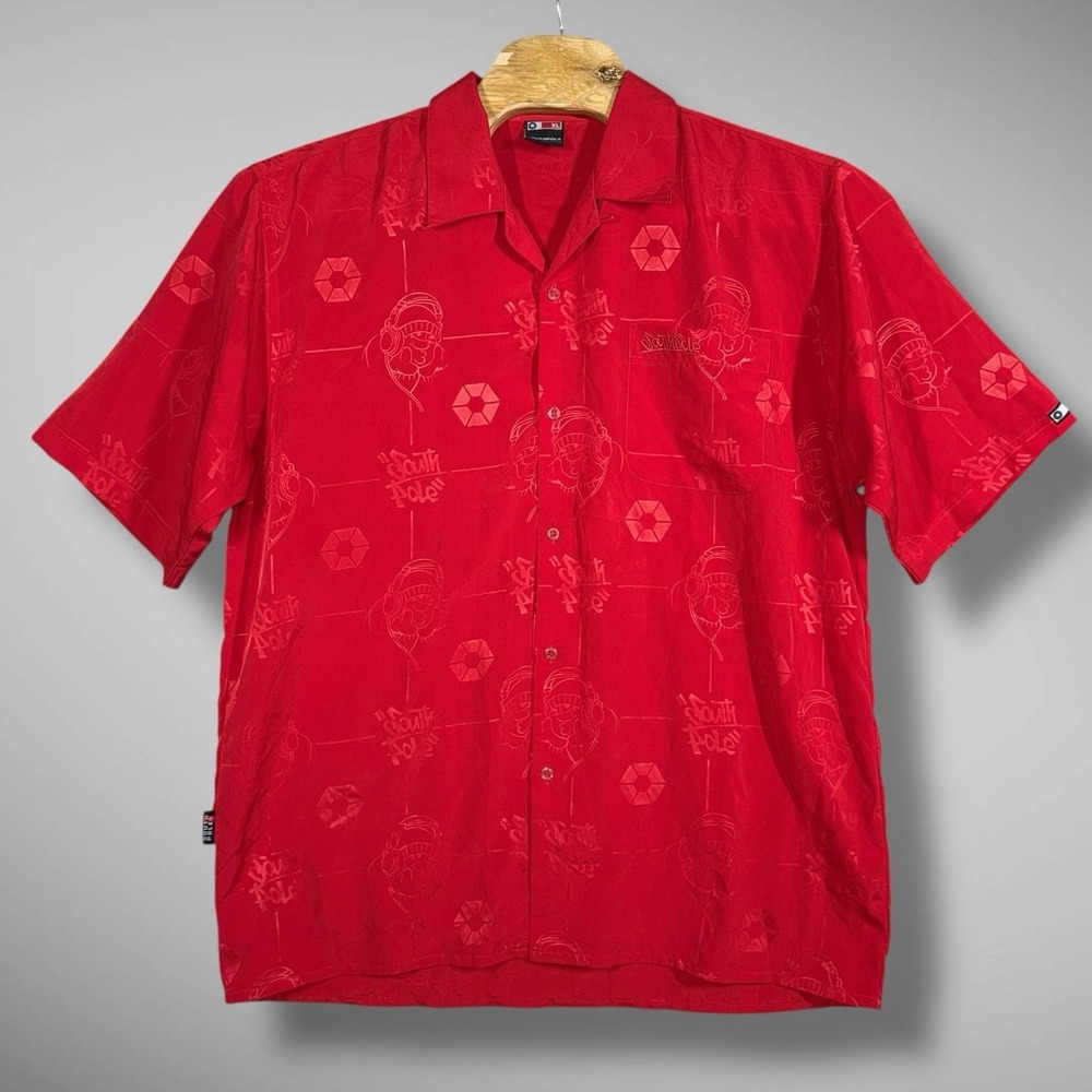 South Pole Jeans‎ AOP Button Up Shirt Mens XL Dazzle Shiny Y2k Street wear